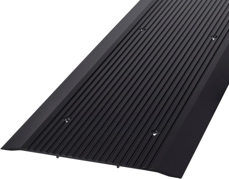 Barzen Premium Aluminum Threshold - Exterior Door Threshold Transition Strip - ADA Wheelchair Compliance (Black Anodize, 10" Wide x 36" Long) - Image 1